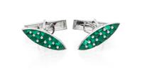 A Pair of White Gold and Emerald Cufflinks, 6.40 dwts.