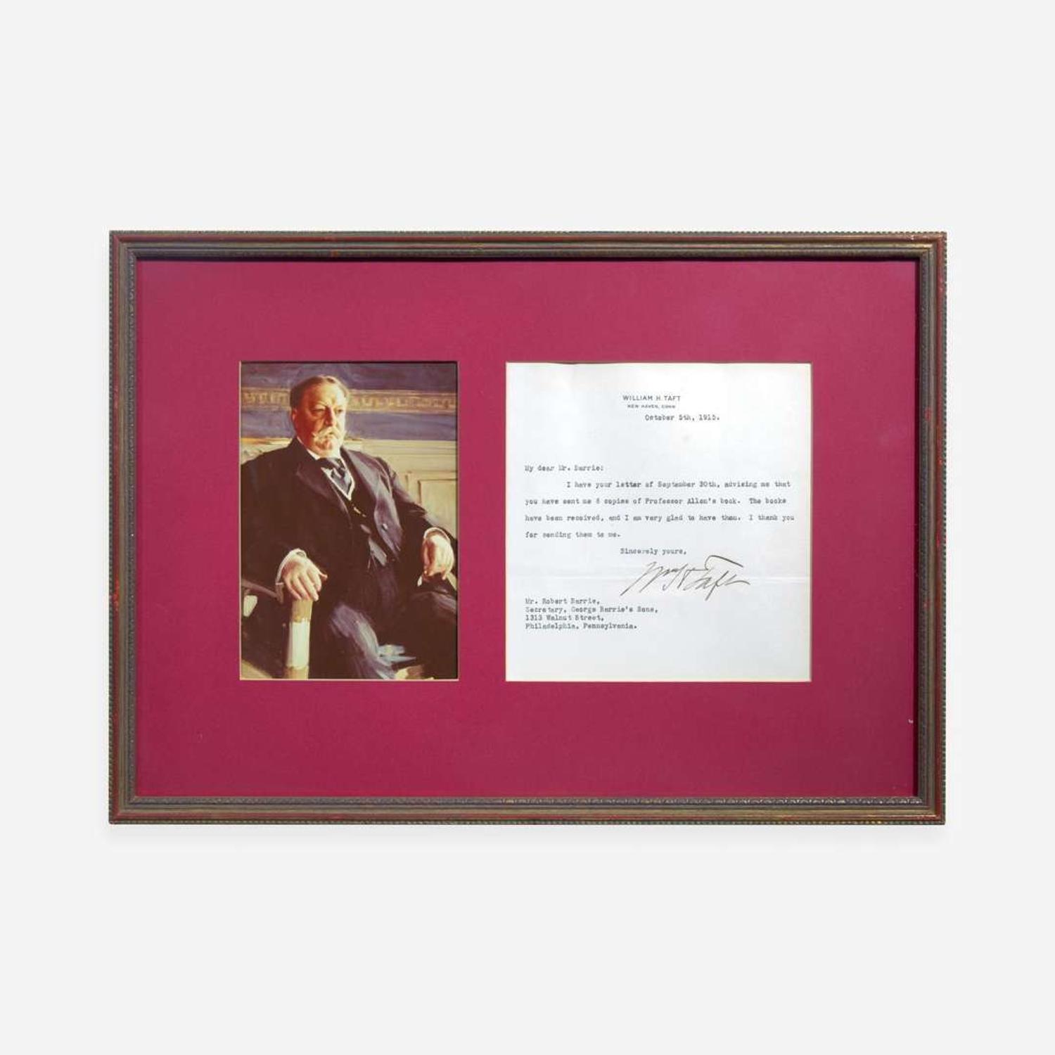 [Presidential] Taft, William H, and Woodrow Wilson and Calvin Coolidge and Herbert Hoover Group of 4 Typed Letters, signed
