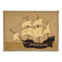 A Grenfell Rug Depicting the Ship Santa Maria