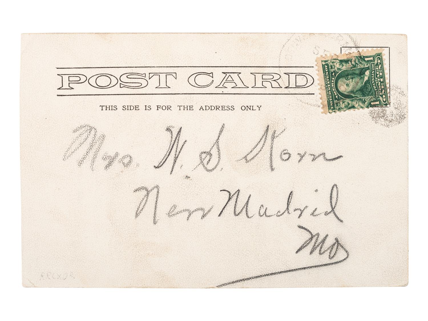 [COLORADO]. Photo-reproduction postcard, "I'm Hanging Around Canon City." Canon City, CO: H. N. Beecher, ca 1900.