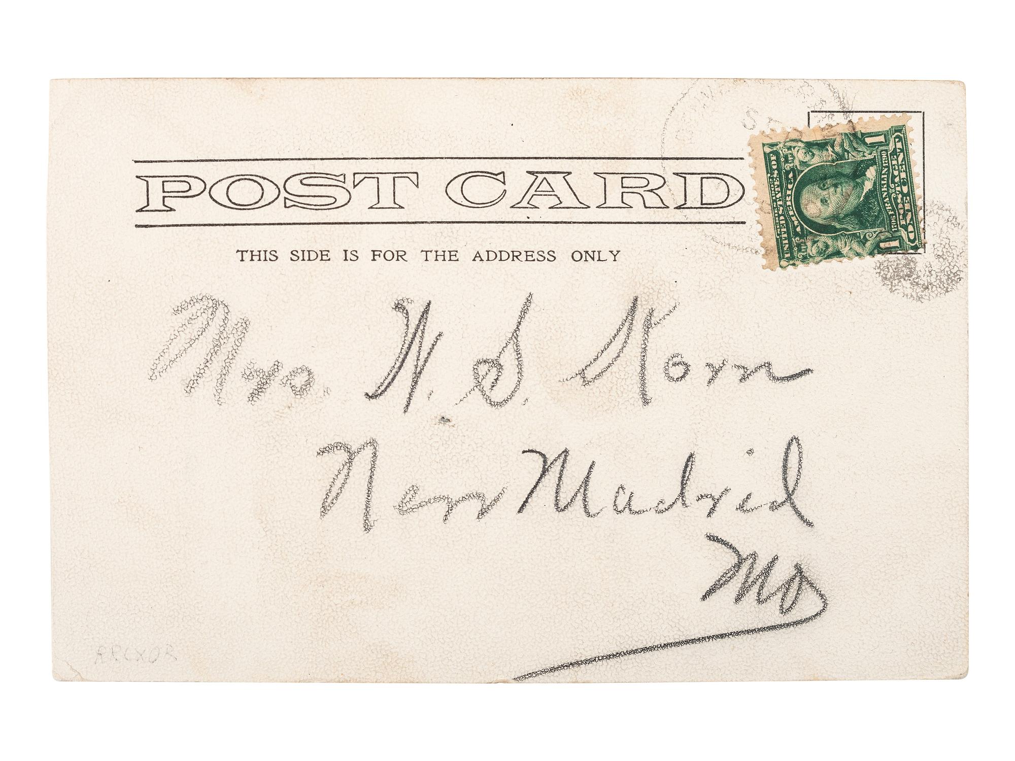 [COLORADO]. Photo-reproduction postcard, "I'm Hanging Around Canon City." Canon City, CO: H. N. Beecher, ca 1900.