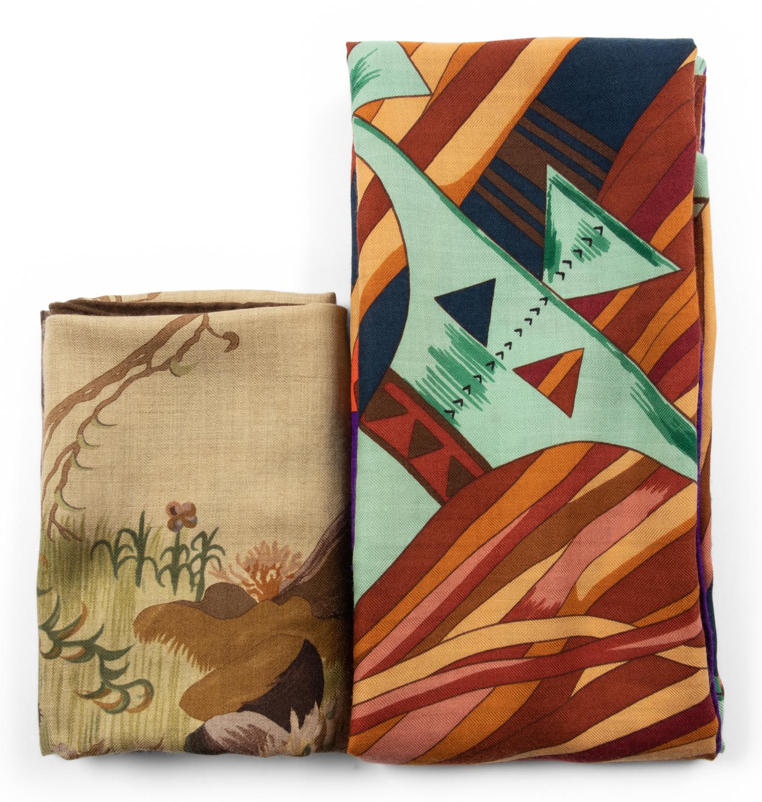 Two Hermès Cashmere and Silk Scarves: One 140cm, One 90cm