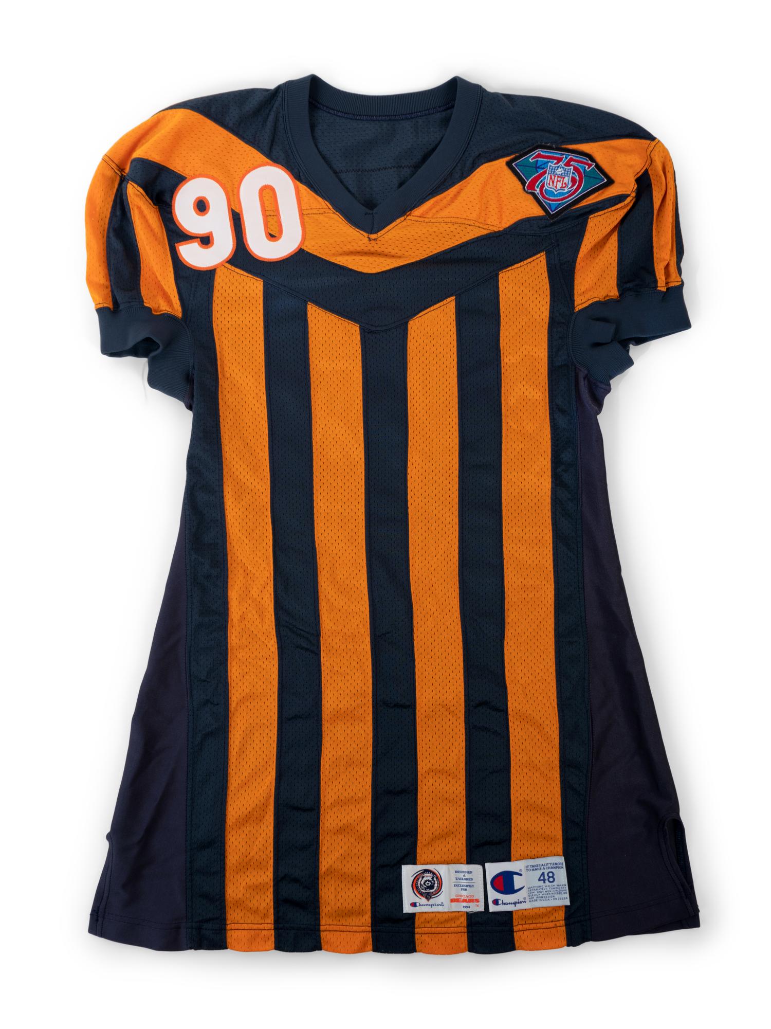 An Alonzo Spellman 1994 Chicago Bears Game Issued NFL 75th Anniversary Throwback Football Jersey,