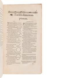 EUCLID (fl. ca 300 B. C.). Analyseis Geometricae Sex Librorum Euclidis . [Strasbourg]: Josias Rihelius, 1566.