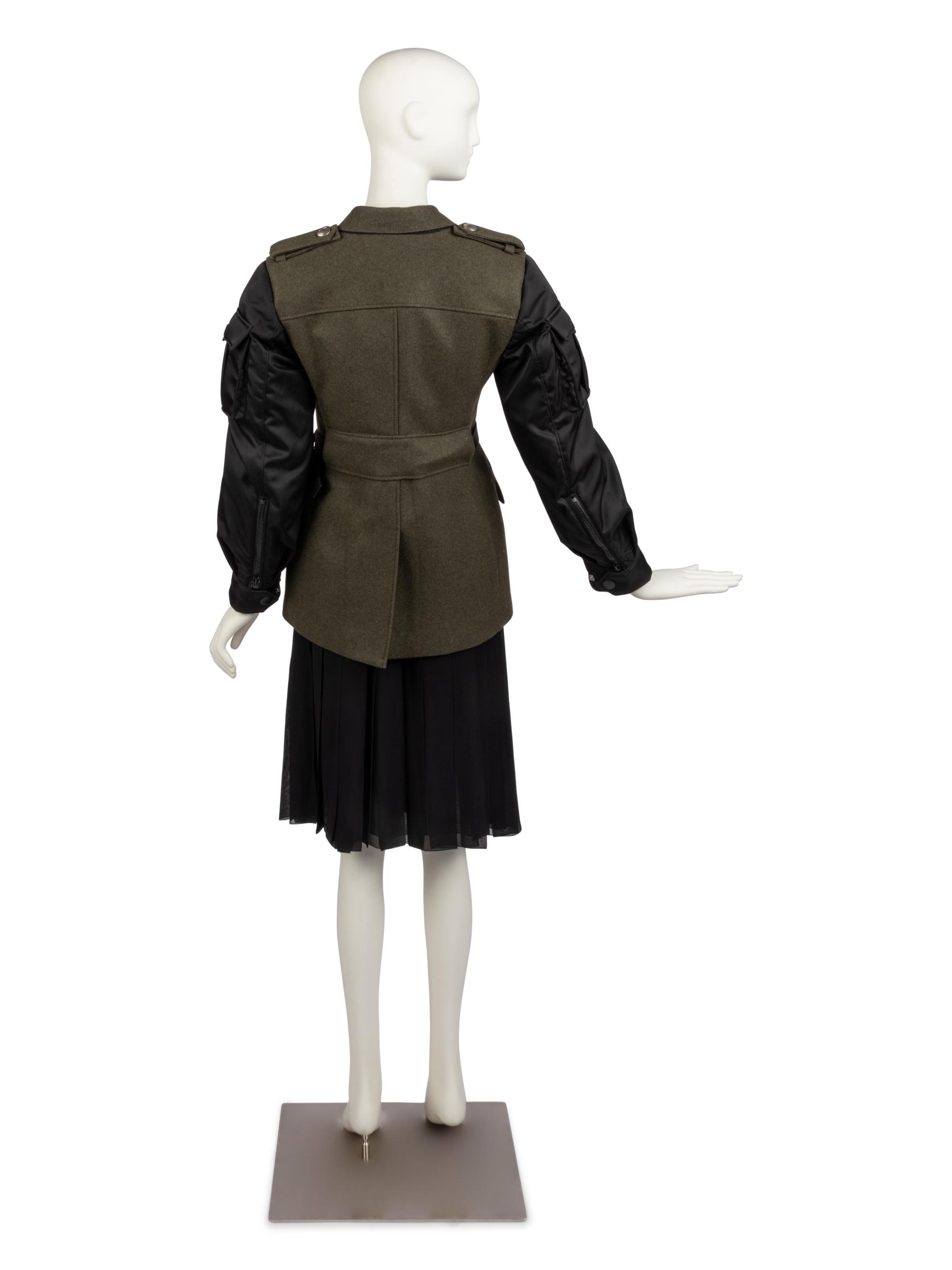 Prada Green Wool Coat With Black Sleeves, 2019