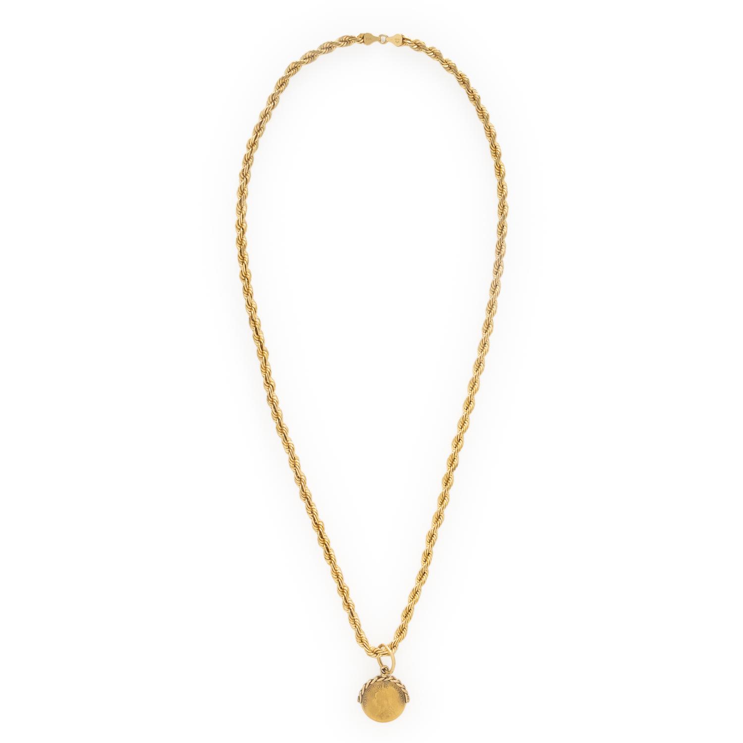 Yellow Gold Coin Pendant Necklace