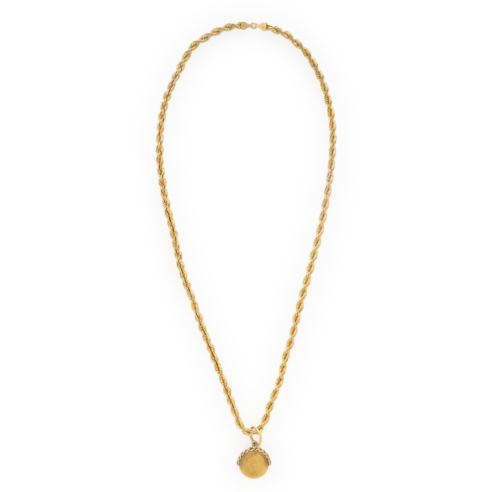 Yellow Gold Coin Pendant Necklace
