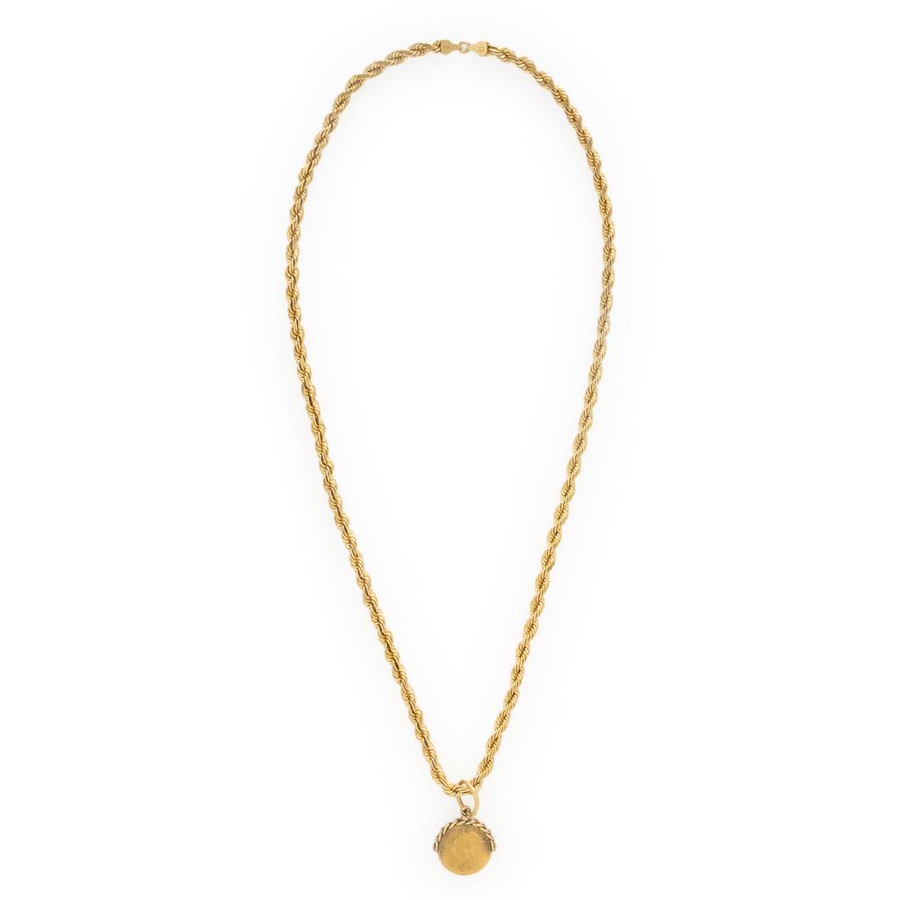 Yellow Gold Coin Pendant Necklace