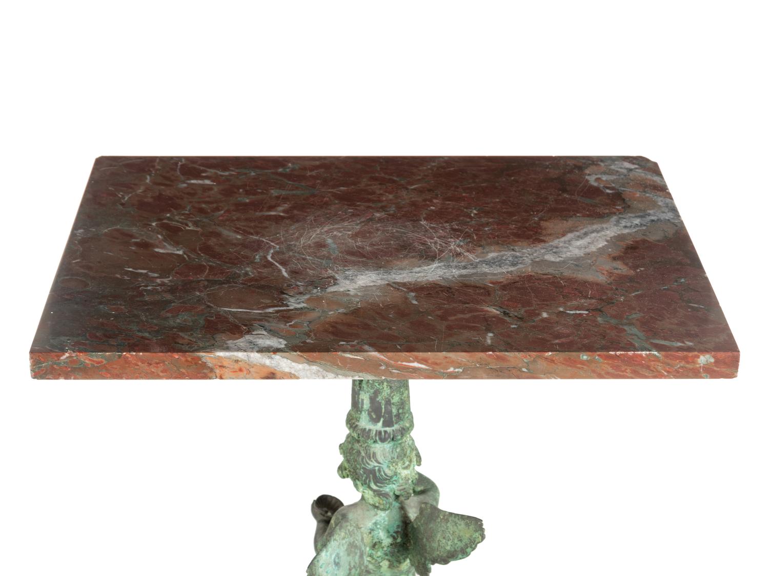An Italian Patinated Bronze Marble-Top Pedestal Table Cast by the Chiurazzi Foundry