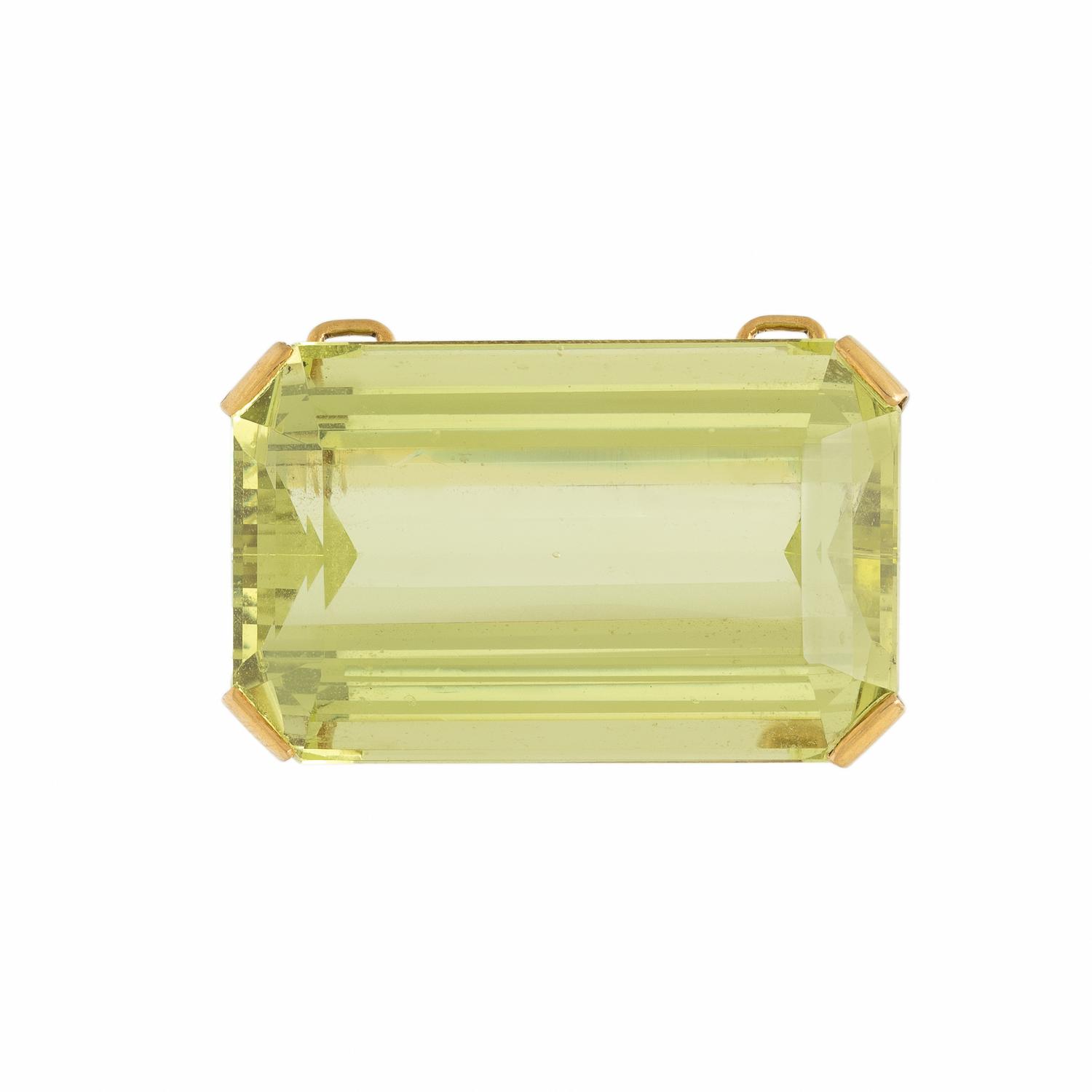 Green Beryl and Yellow Gold Pendant