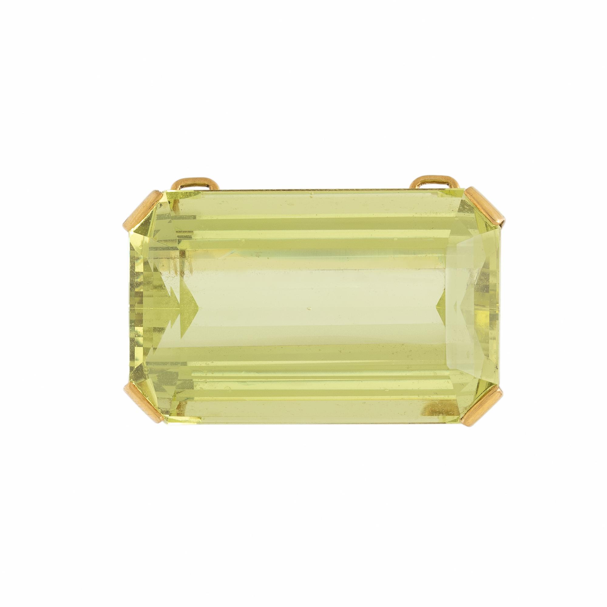Green Beryl and Yellow Gold Pendant