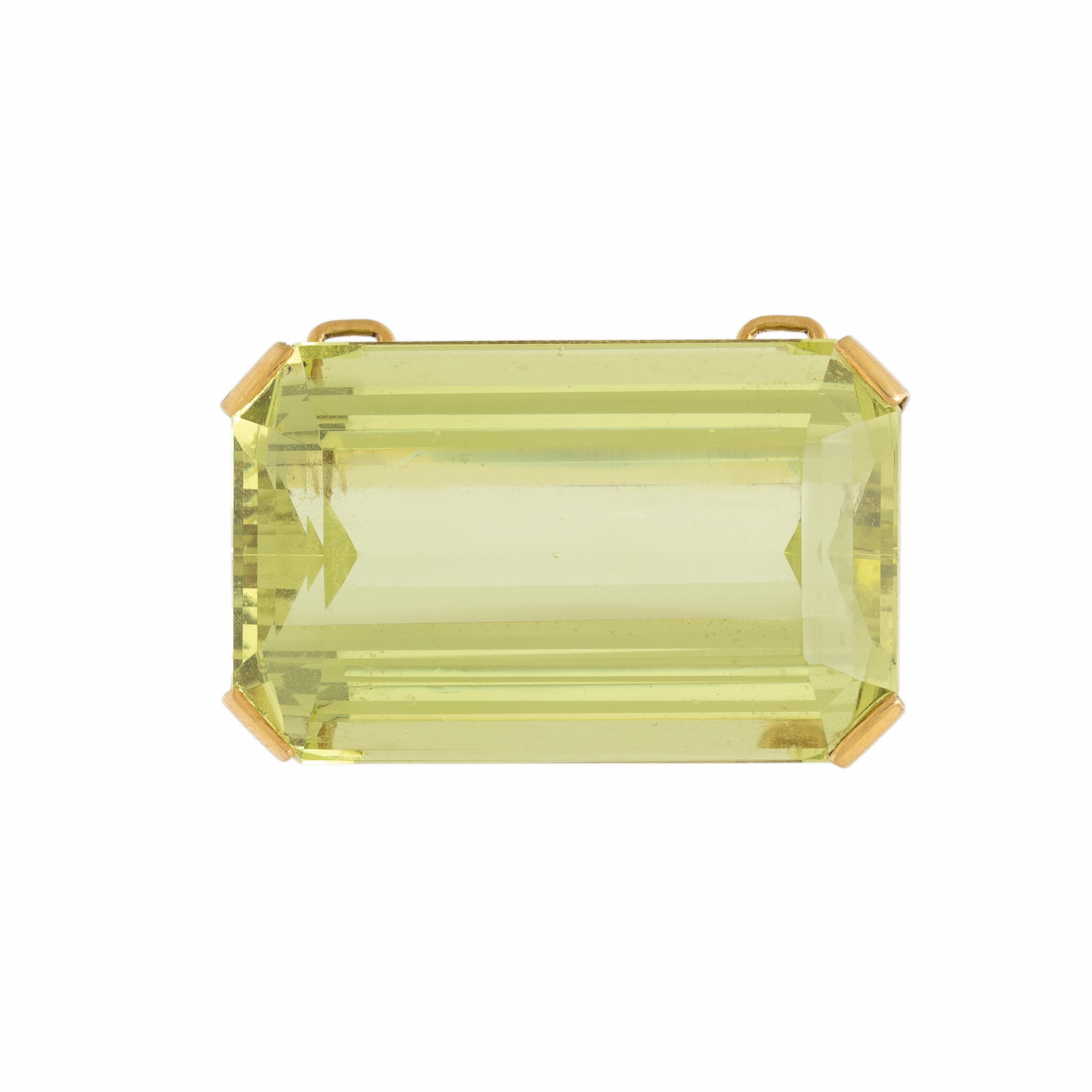Green Beryl and Yellow Gold Pendant
