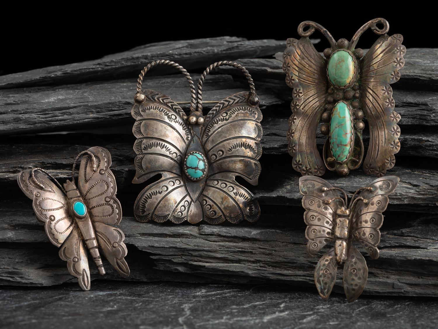 Navajo Silver Butterfly Pins/Brooches