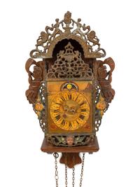A Dutch Carved and Painted Wall Clock