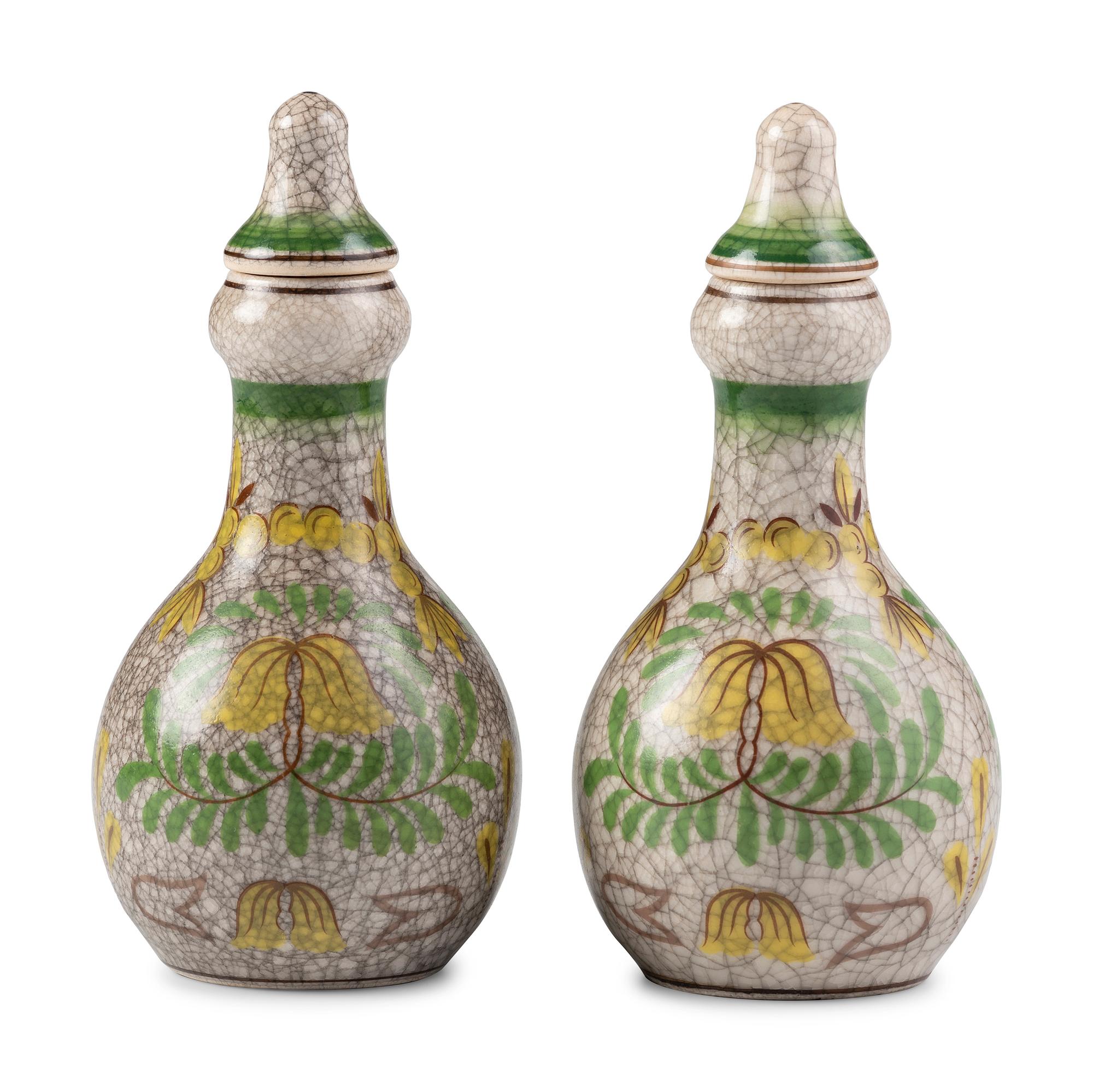 Two Earthenware Apothecary Bottles