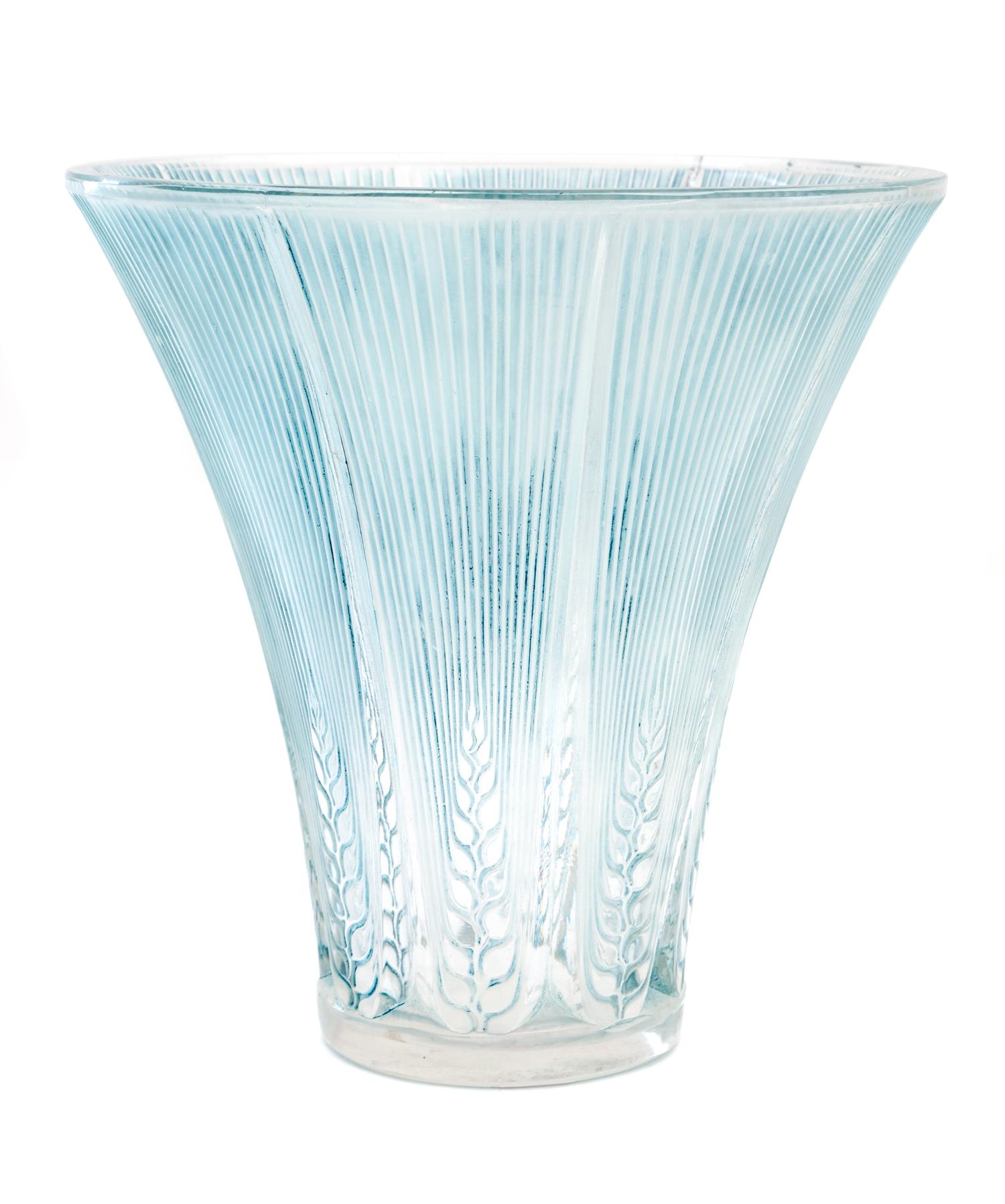 A Lalique Molded Glass Epis Vase Height 6 1/2 inches. — 20TH CENTURY