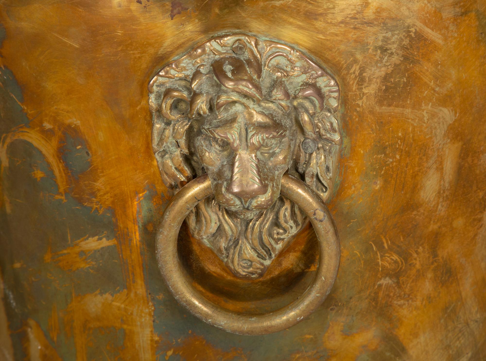 A Near Pair of English Brass Jardinières