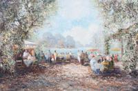Willi Bauer, (German, b. 1923), Outdoor Cafe