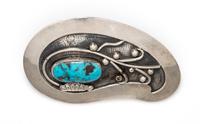 A Silver and Turquoise Pendant, J. Begay, Navajo, 45.30 dwts.