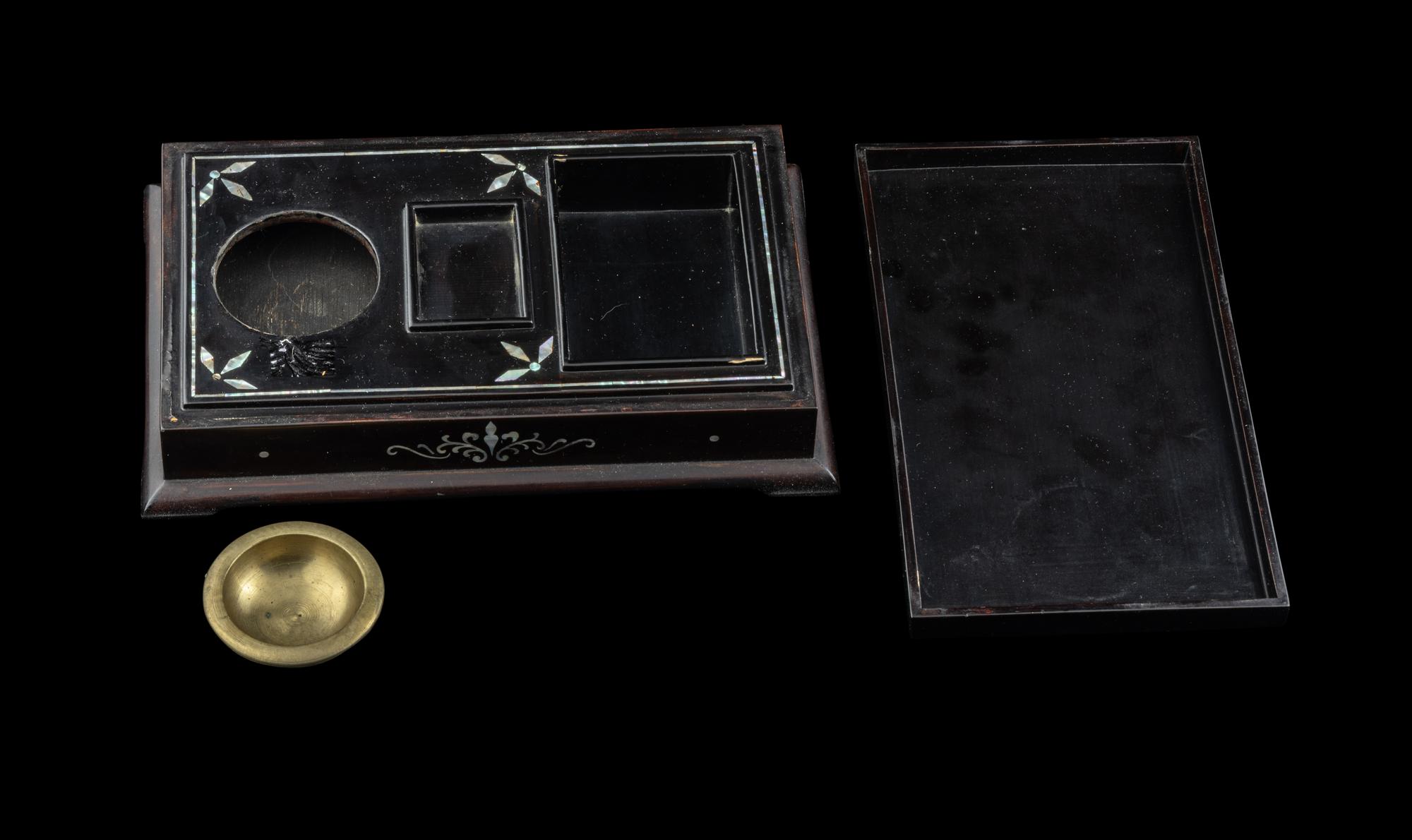 Two Japanese and Korean Lacquer Writing Boxes