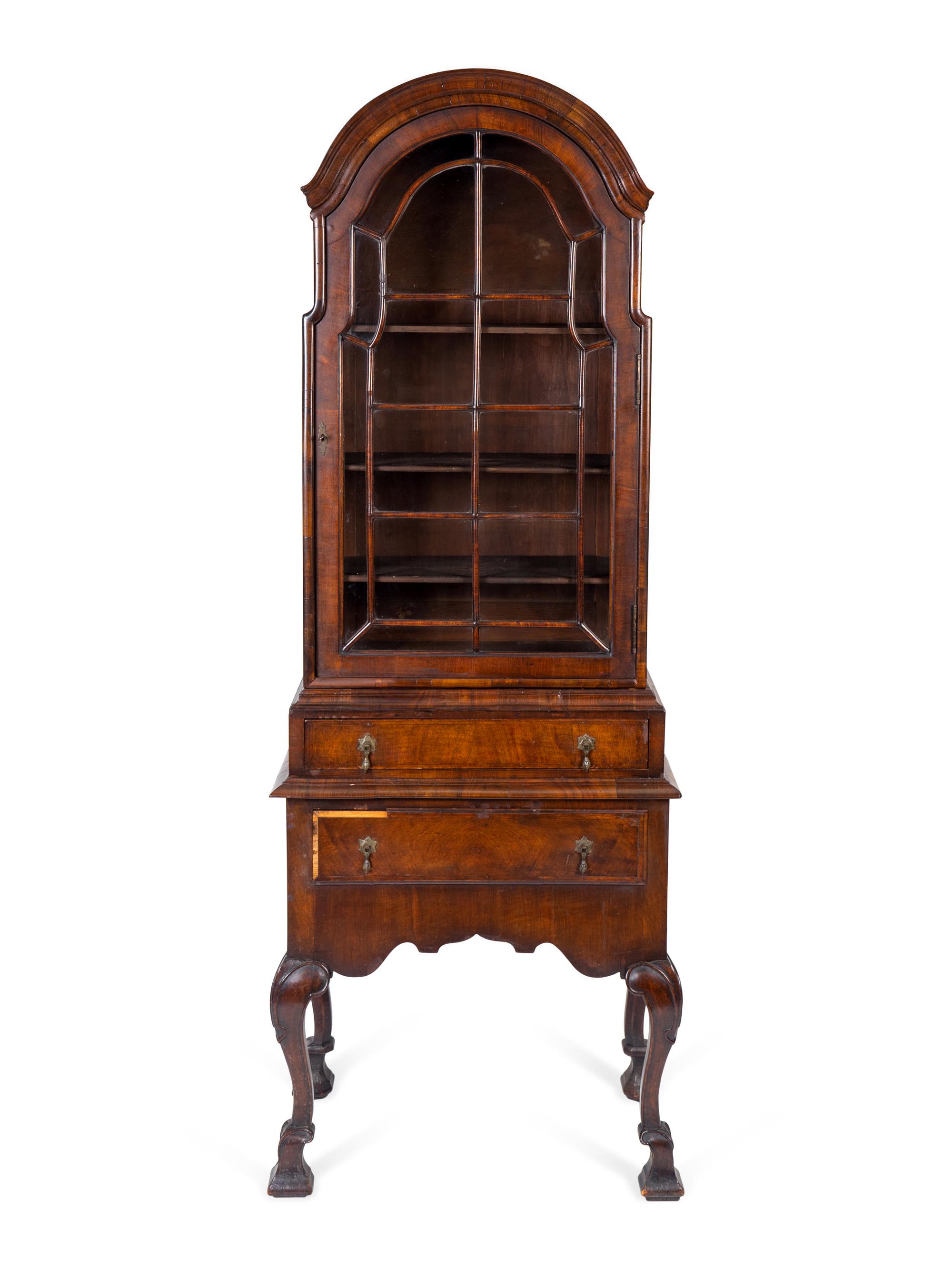 A William & Mary Style Walnut Veneer Secretary Bookcase — LATE 19TH CENTURY