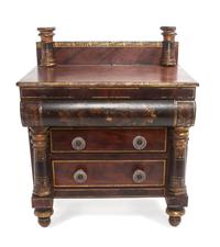 An Empire Style Miniature Chest of Drawers Height 15 1/4 x width 12 1/2 x depth 8 inches.