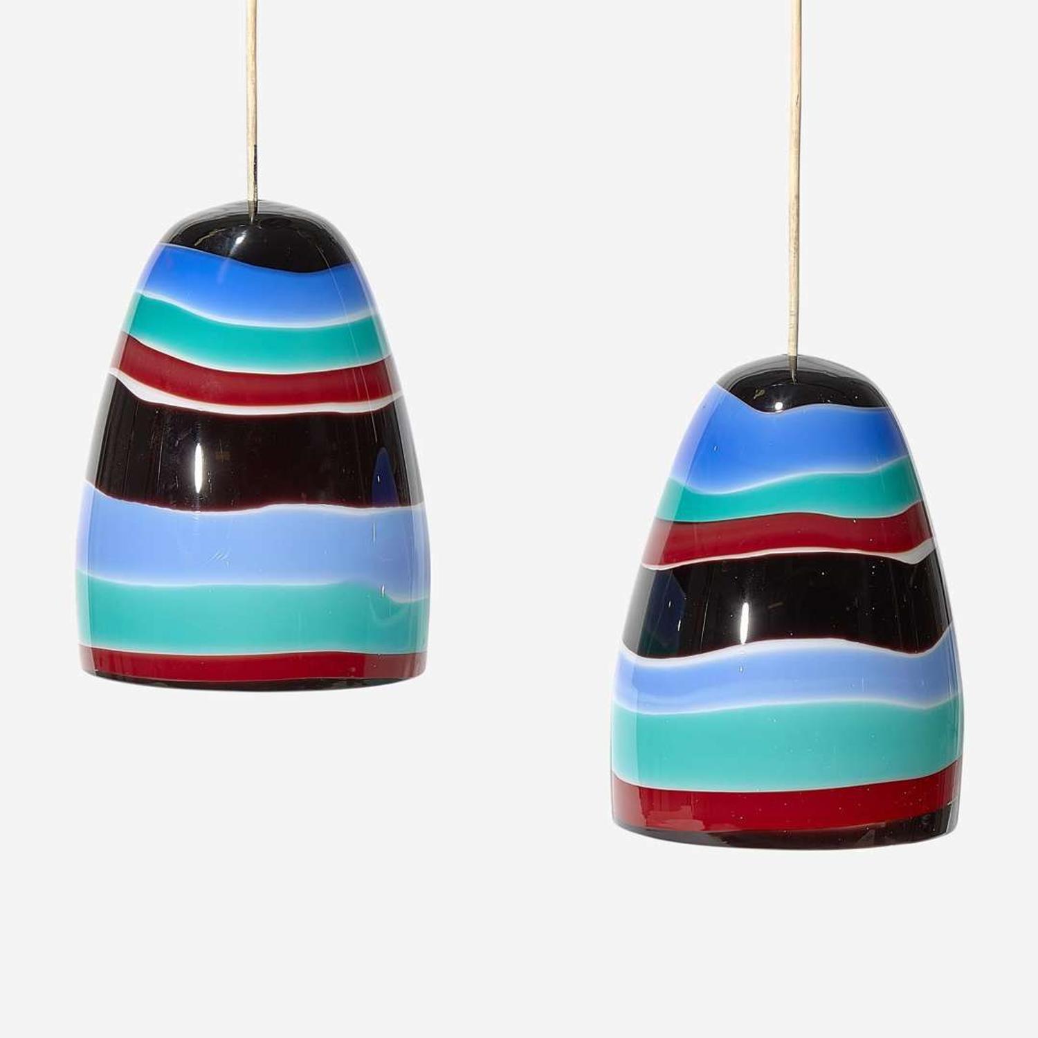 Massimo Vignelli (Italian, 1931-2014) Pair of Pendant Lamps, Venini, Italy, circa 1960s