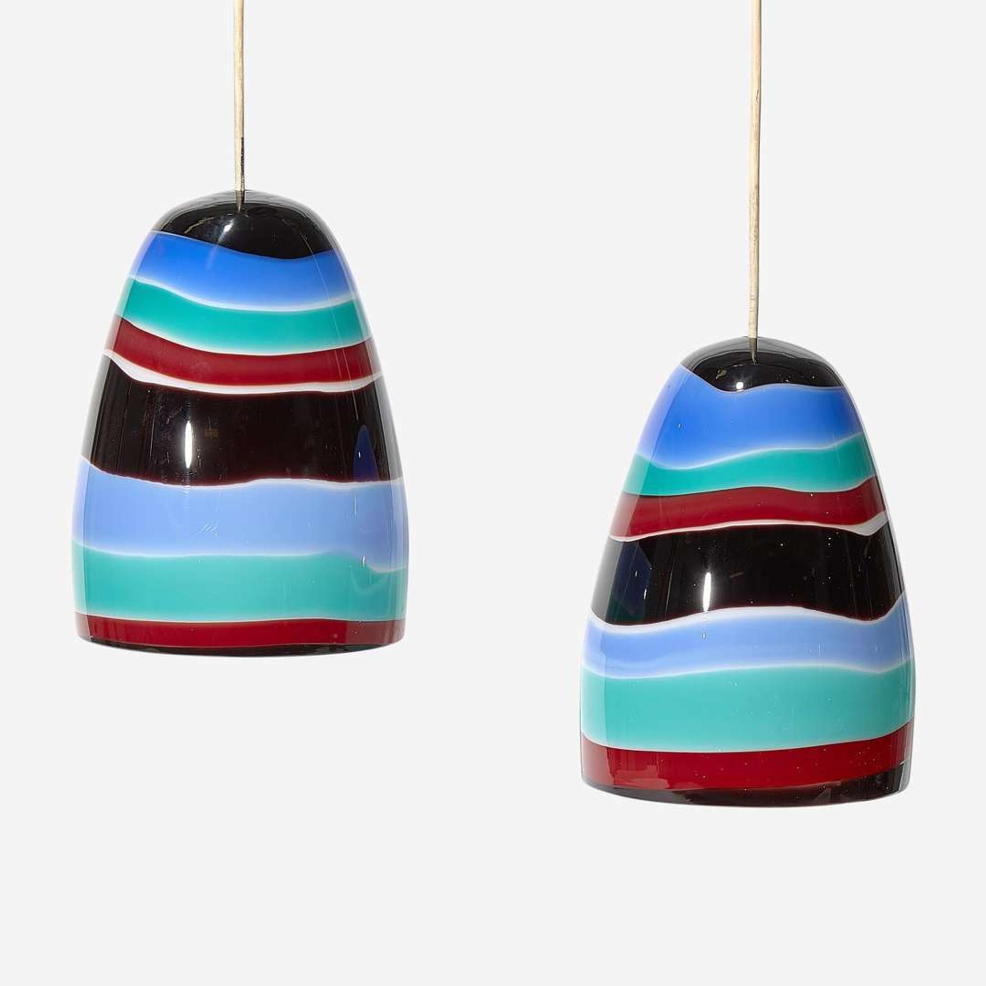 Massimo Vignelli (Italian, 1931-2014) Pair of Pendant Lamps, Venini, Italy, circa 1960s