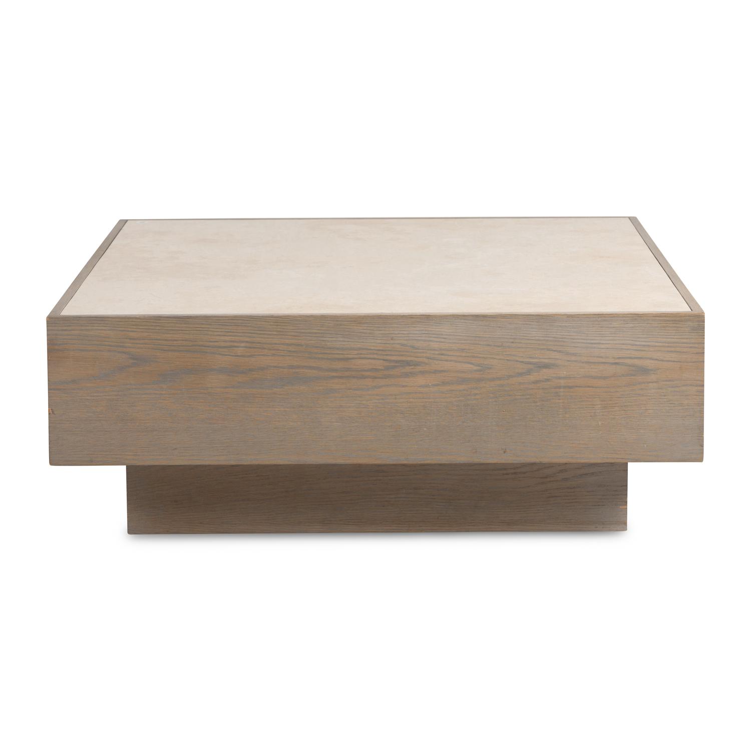A Contemporary Cerused Oak and Travertine Low Table