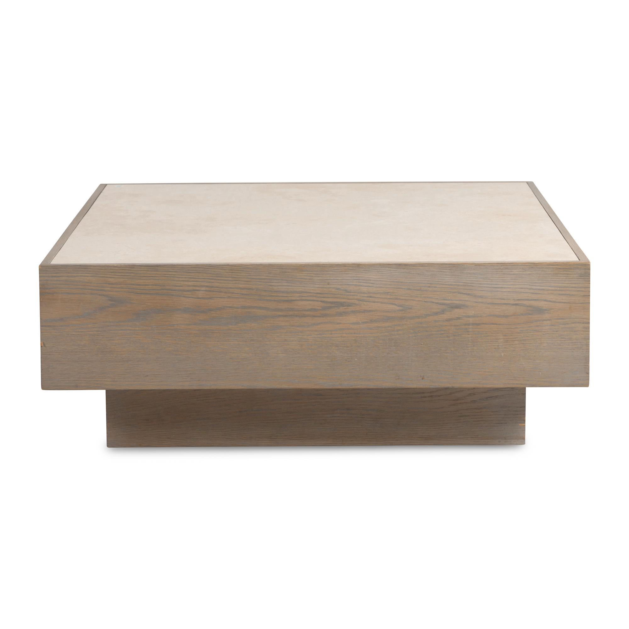 A Contemporary Cerused Oak and Travertine Low Table