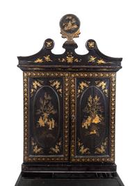 A Chinese Export Lacquer-Decorated Bureau Cabinet