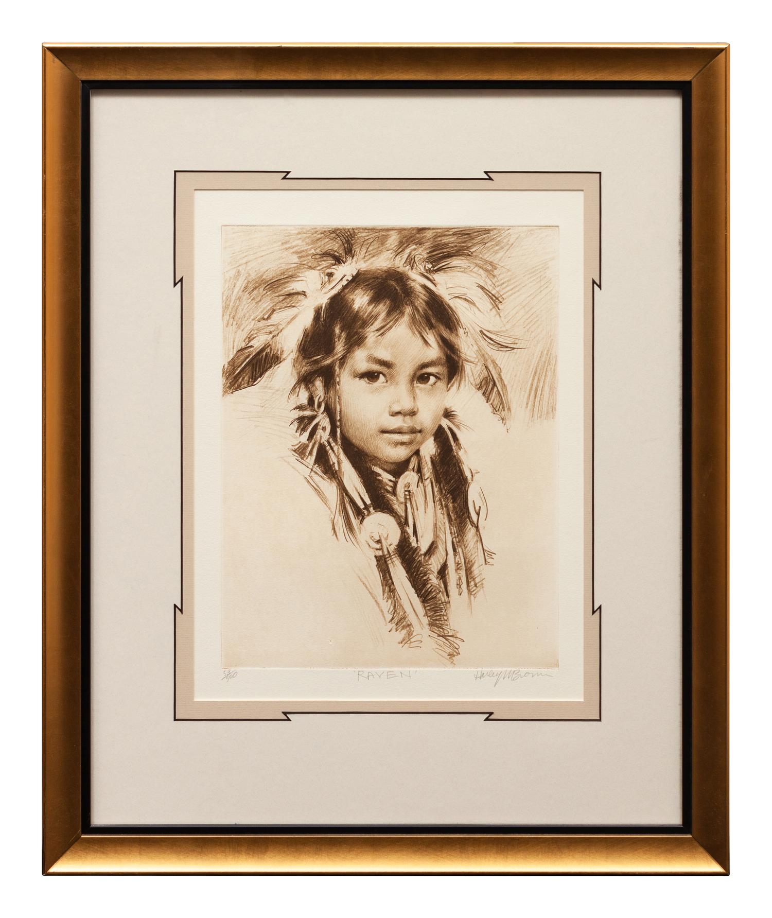 Four Prints: Blossom , edition 53/500; Sitting Eagle , edition 239/250; Raven , edition 53/500; Turning Robe , edition 239/250, together with book, The Art and Life of Harley Brown