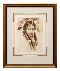 Four Prints: Blossom , edition 53/500; Sitting Eagle , edition 239/250; Raven , edition 53/500; Turning Robe , edition 239/250, together with book, The Art and Life of Harley Brown