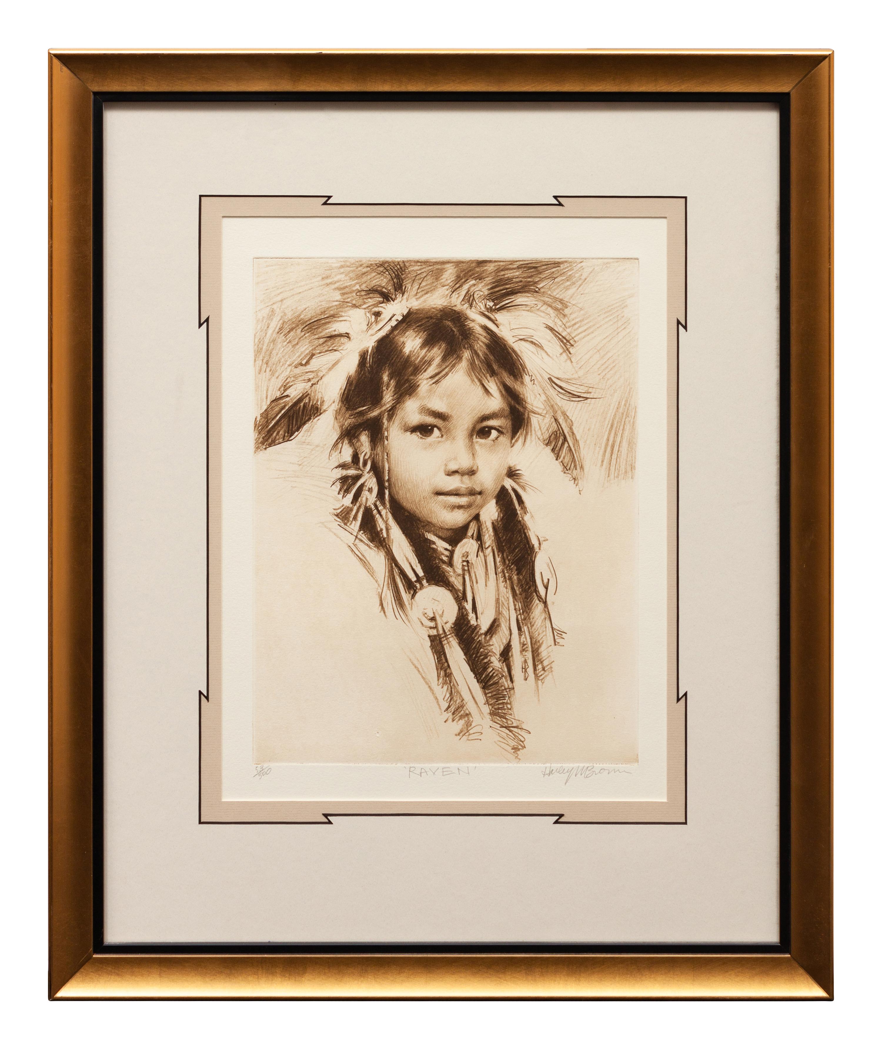 Four Prints: Blossom , edition 53/500; Sitting Eagle , edition 239/250; Raven , edition 53/500; Turning Robe , edition 239/250, together with book, The Art and Life of Harley Brown