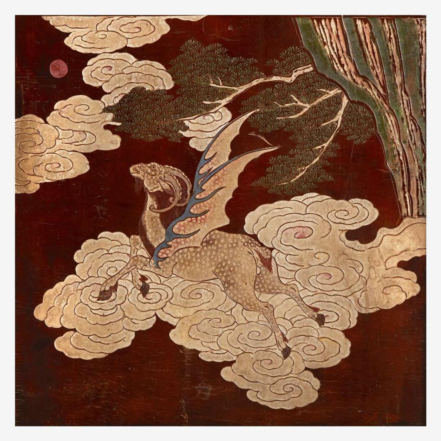 A Chinese carved twelve-panel "Coromandel" folding screen 17th/18th Century