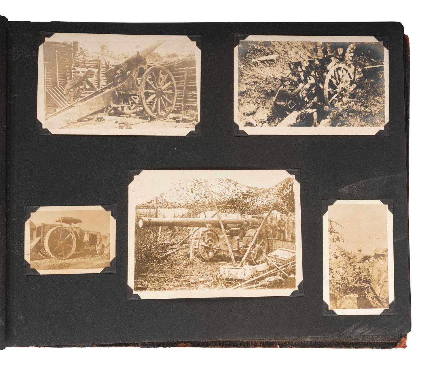 [WORLD WARS]. Archive featuring WWI photo album with scarce photographs from the Russian front.