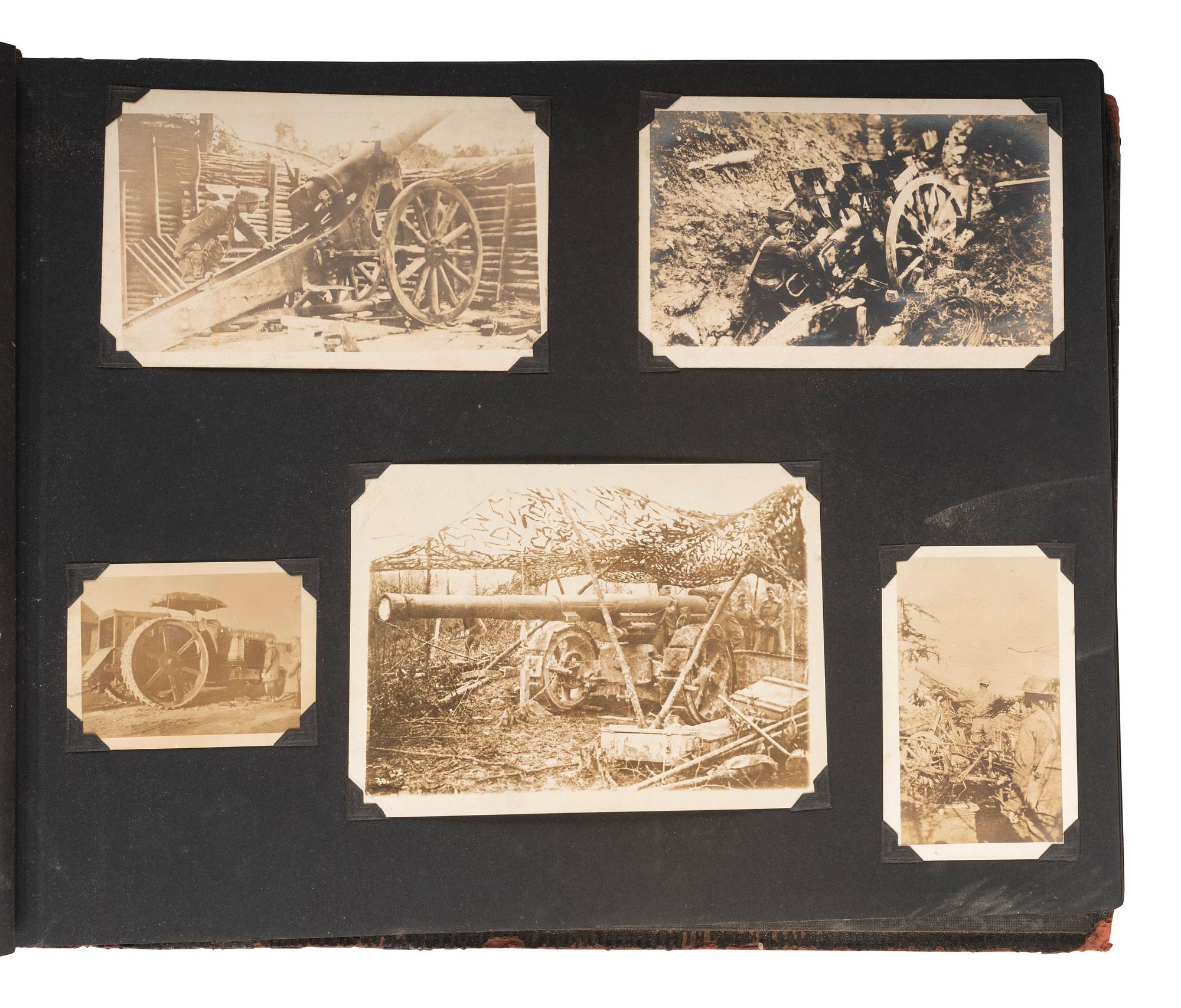 [WORLD WARS]. Archive featuring WWI photo album with scarce photographs from the Russian front.