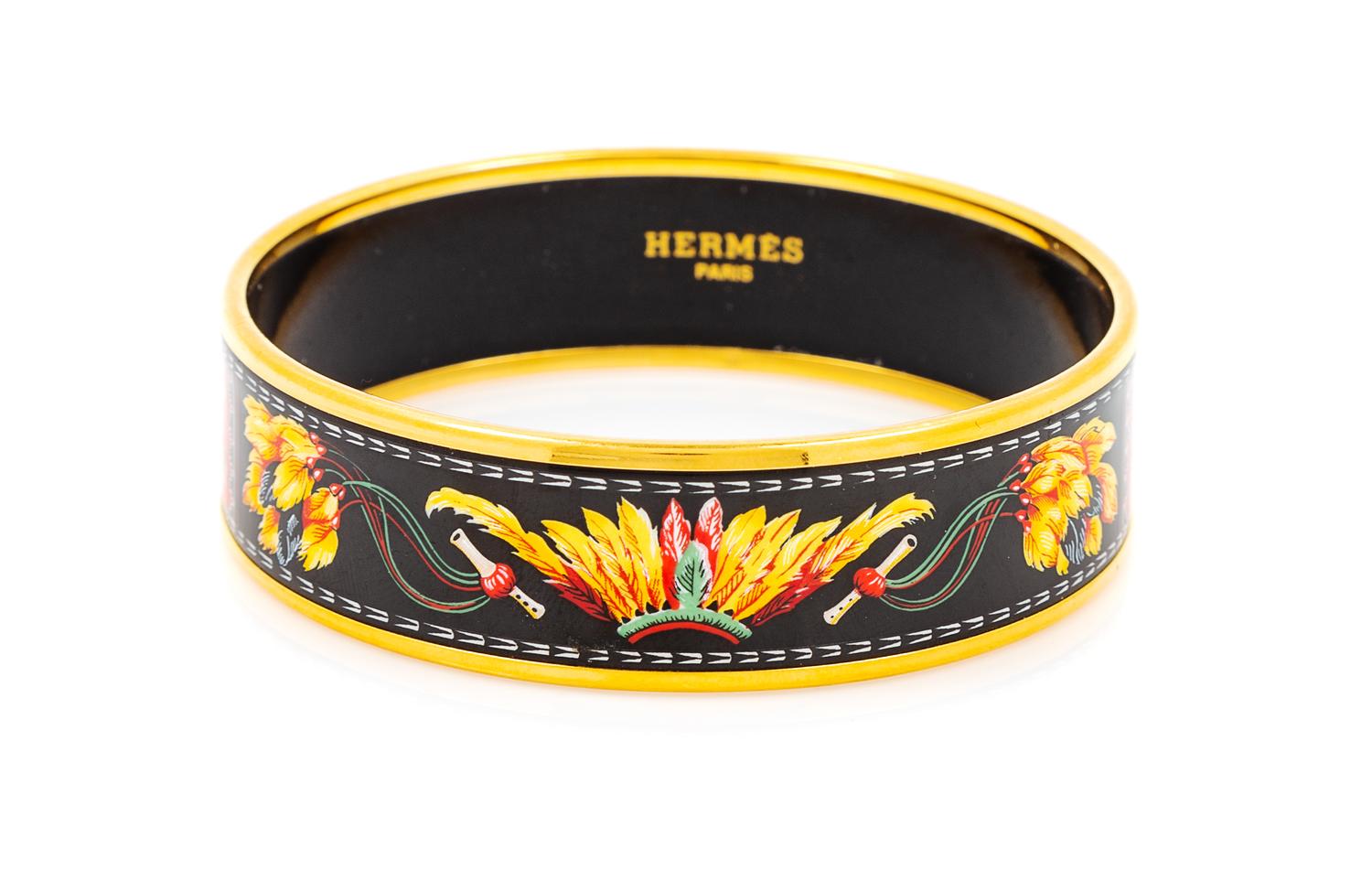 An Hermès Black Enamel 65mm Bangle, 6.5 cm diameter, .75" W