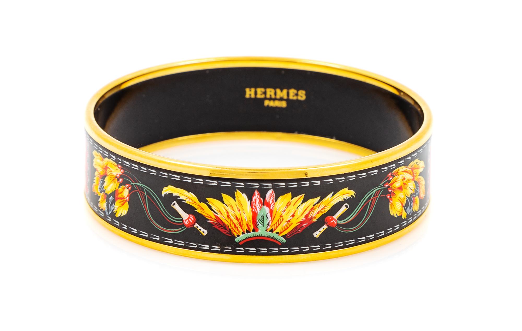 An Hermès Black Enamel 65mm Bangle, 6.5 cm diameter, .75" W