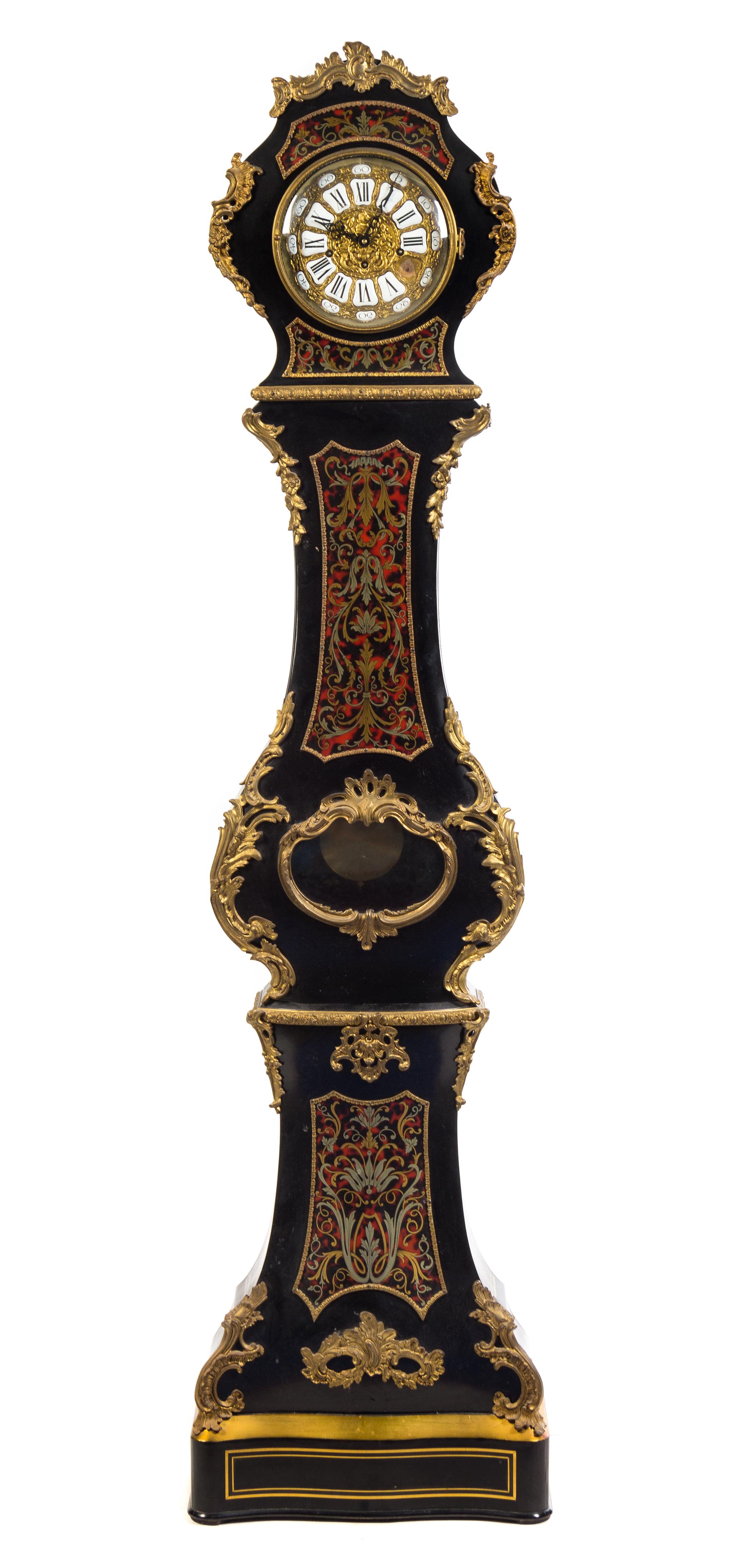 A Napoleon III Style Gilt Bronze Mounted Boulle Marquetry Tall Case Clock Height 78 inches. — FRANZ HERMLE, GERMANY, 20TH CENTURY