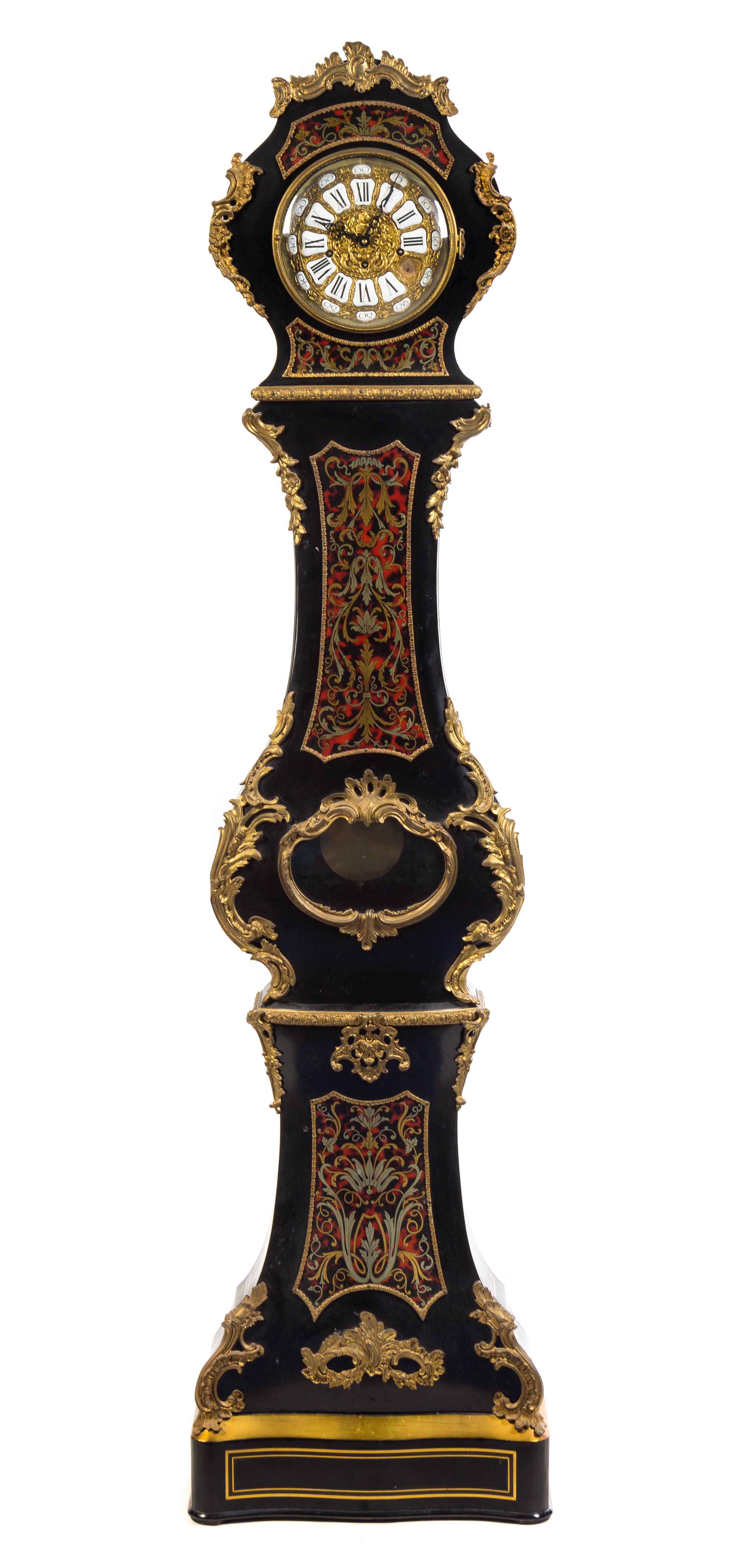 A Napoleon III Style Gilt Bronze Mounted Boulle Marquetry Tall Case Clock Height 78 inches. — FRANZ HERMLE, GERMANY, 20TH CENTURY