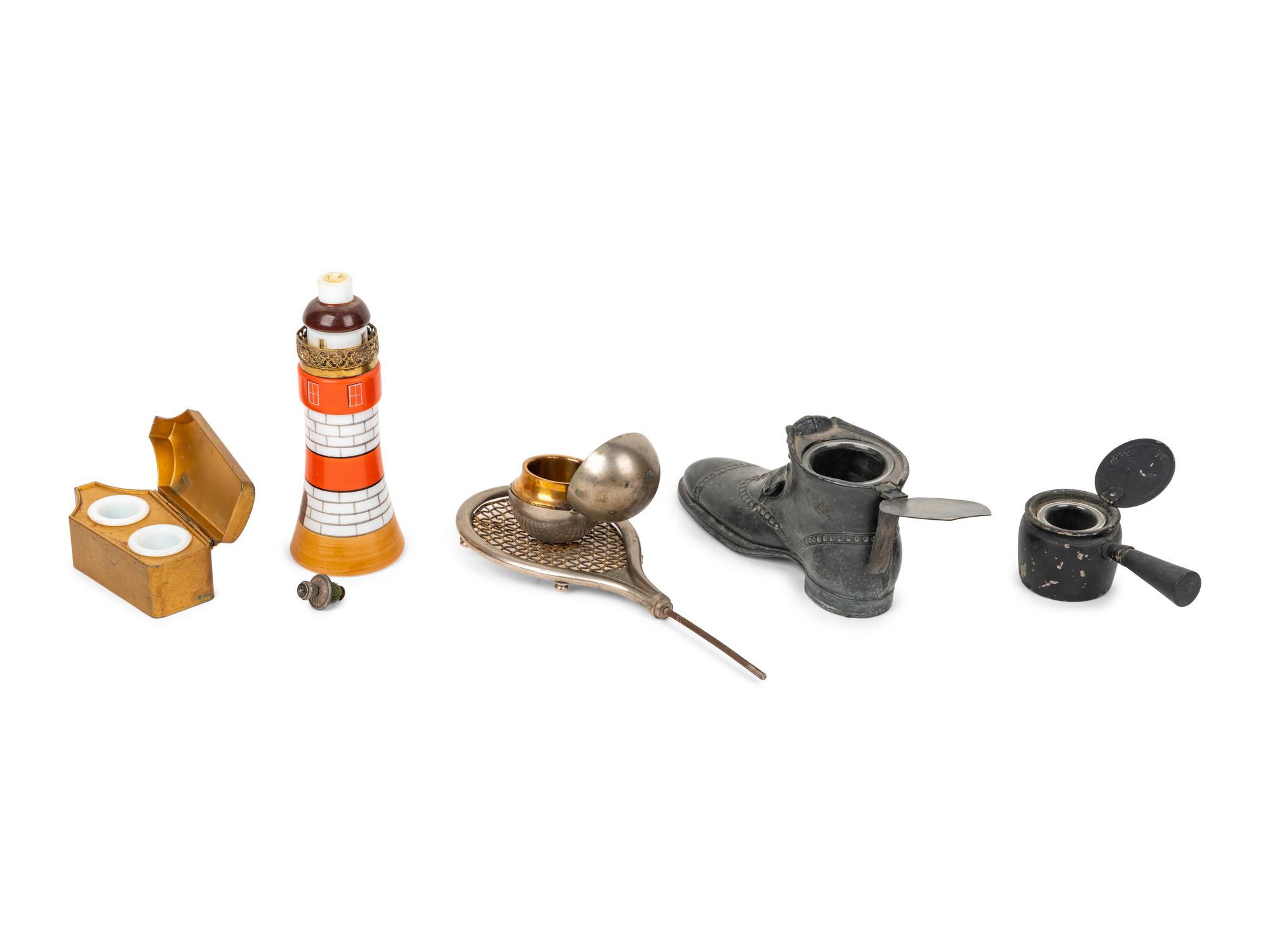 A Group of Five Victorian Inkwells