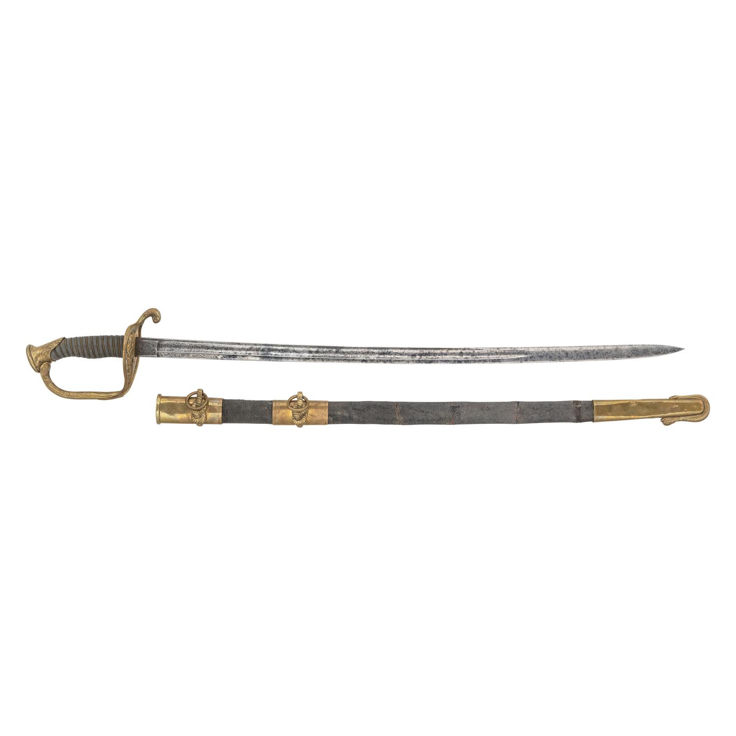 US Model 1852 Naval Officers Sword by Clauberg, Inscribed to Denny Hayes USN