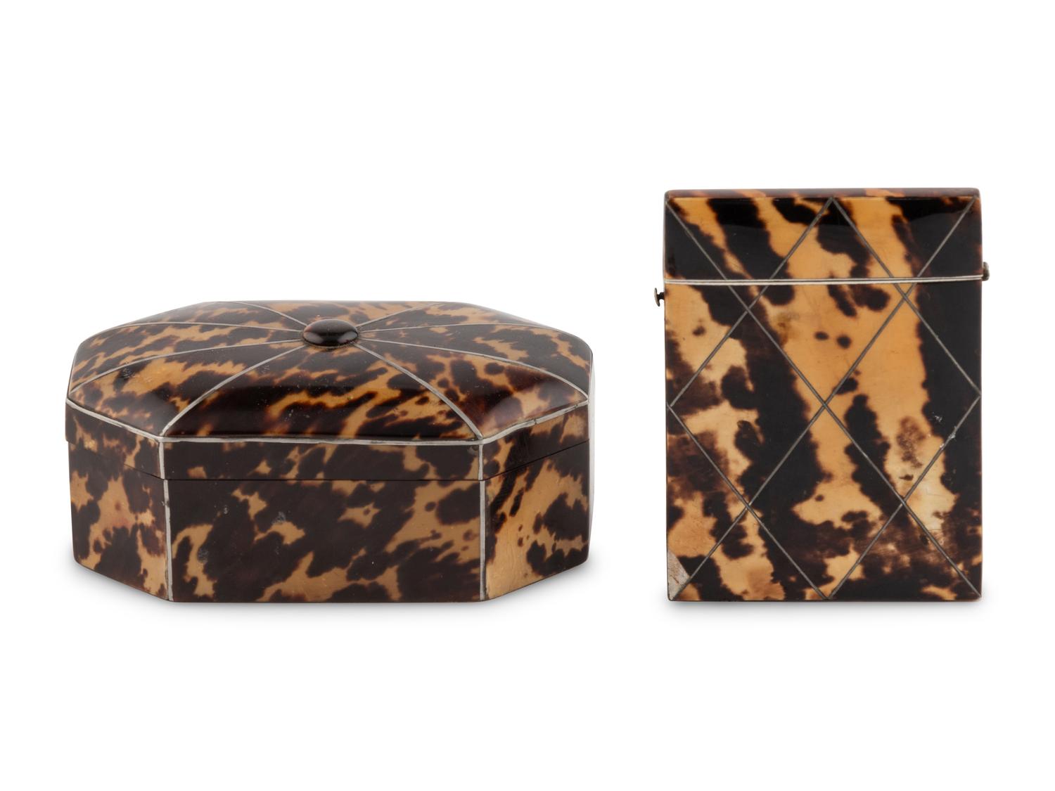 Two English Tortoise-Shell Mounted Articles