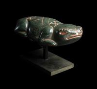 An Olmec Jade Reptile with Glyph