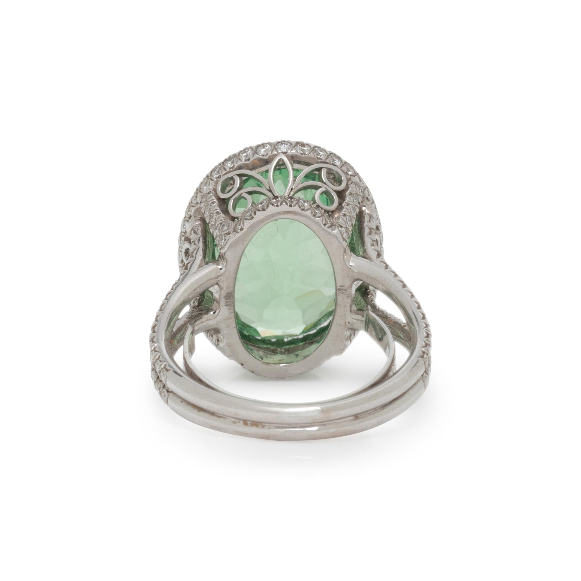 GREEN GARNET AND DIAMOND RING