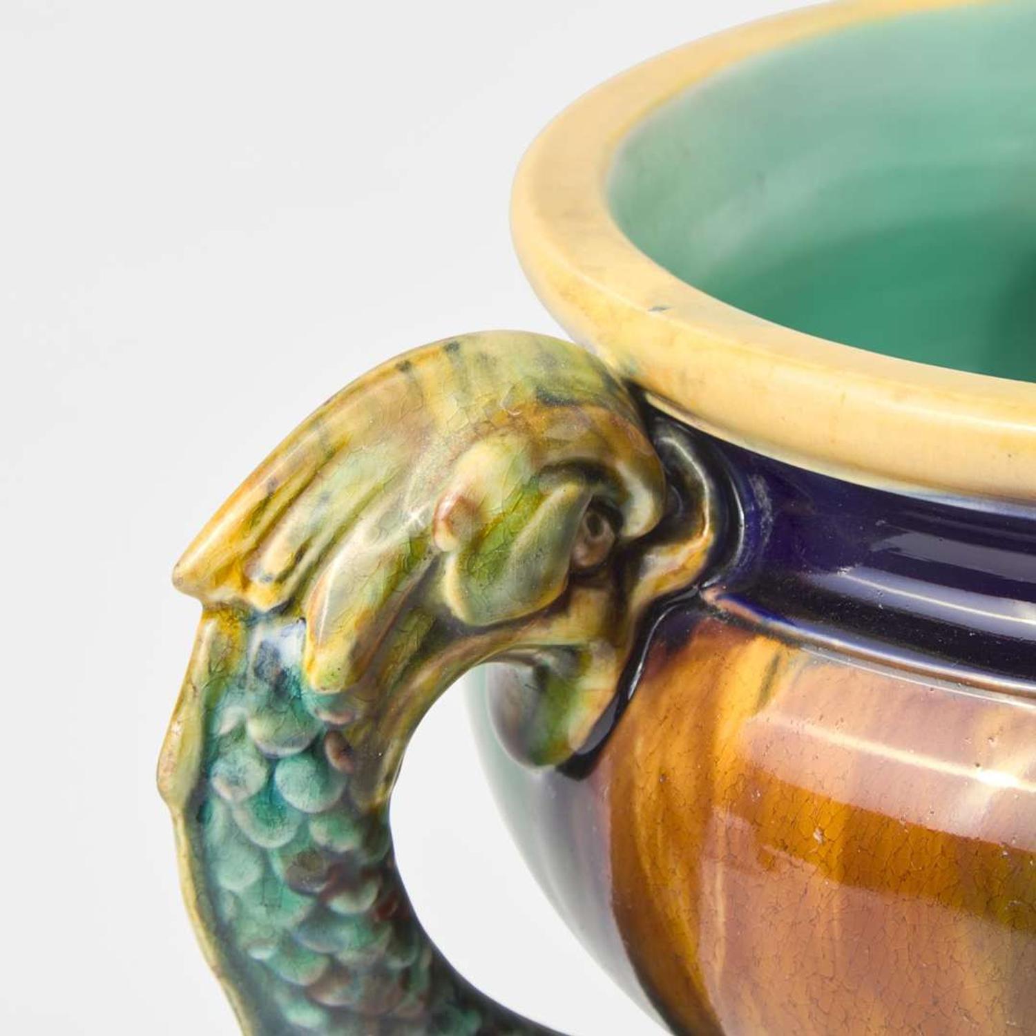 A Wedgwood Majolica Dolphin-Handled Jardiniere UK, 1869