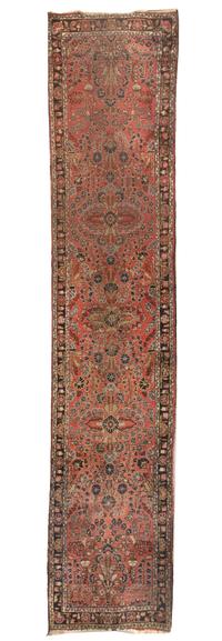 A Sarouk Wool Runner, 12 feet 4 inches x 2 feet 7 inches.
