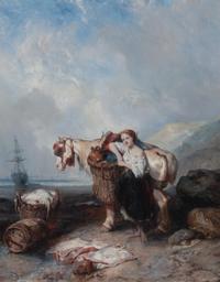 Louis Gabriel Eugène Isabey, (French, 1803–1886), The Fisherwoman