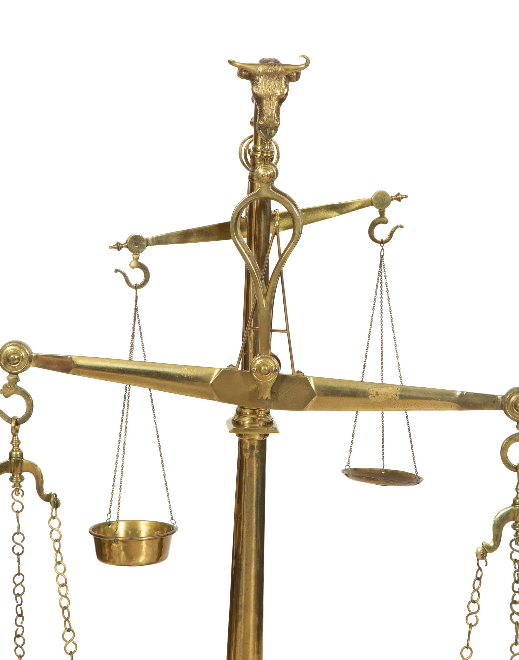 A Portuguese Butcher's Shop Two-Beam Brass Scale